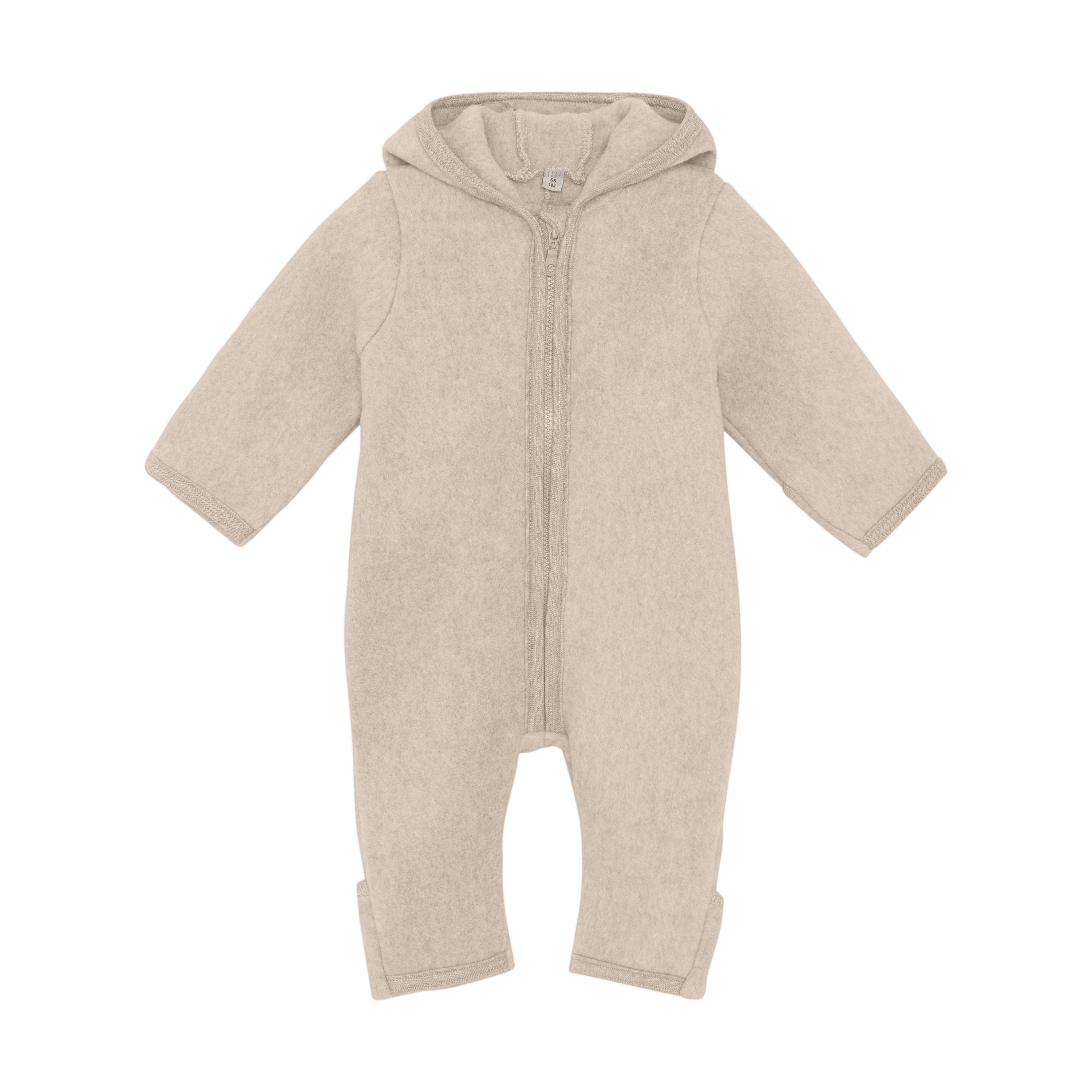 Pram Suit Ears Cotton Fleece - Camel Melange